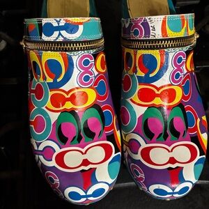 Vintage Coach Jesse Multicolor Graphic Pop clog mules